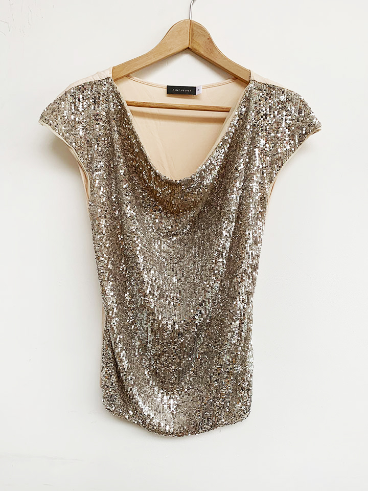 mint velvet black sequin top