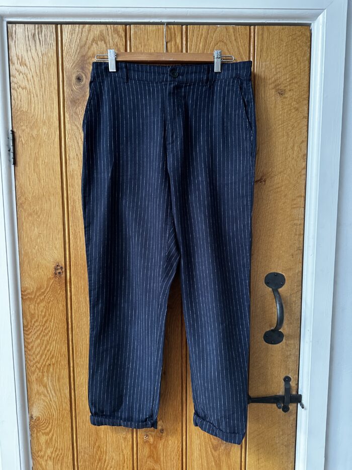 IdLF @ Uniqlo Pinstripe Linen Trousers, Size M - Image 3