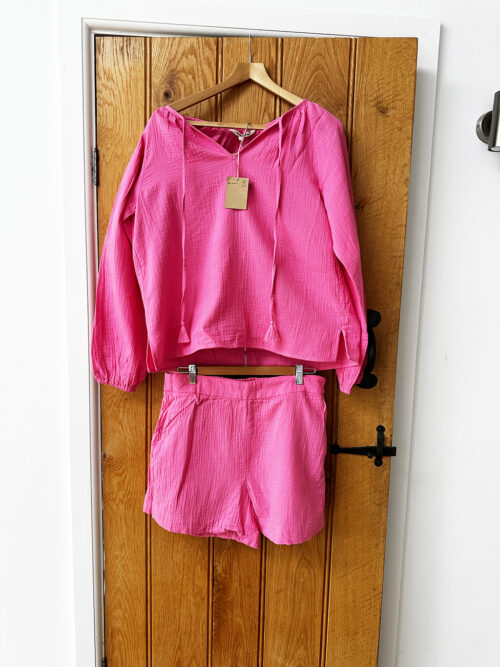 Boden Pink Matching Top & Shorts, Size 12