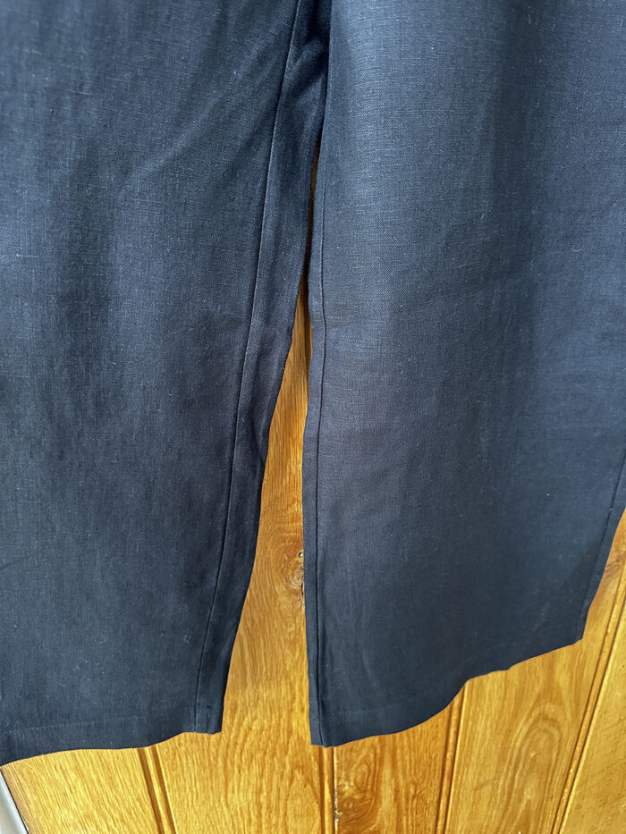 Boden Black Wide Legged Linen Trousers, Size 10 - Image 4