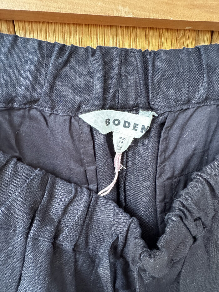 Boden Black Wide Legged Linen Trousers, Size 10 - Image 3