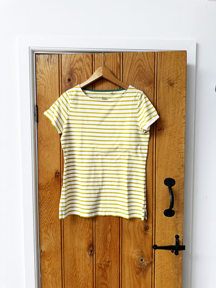 Boden Yellow Stripe Ella Breton Tee, Size 12 - Image 2