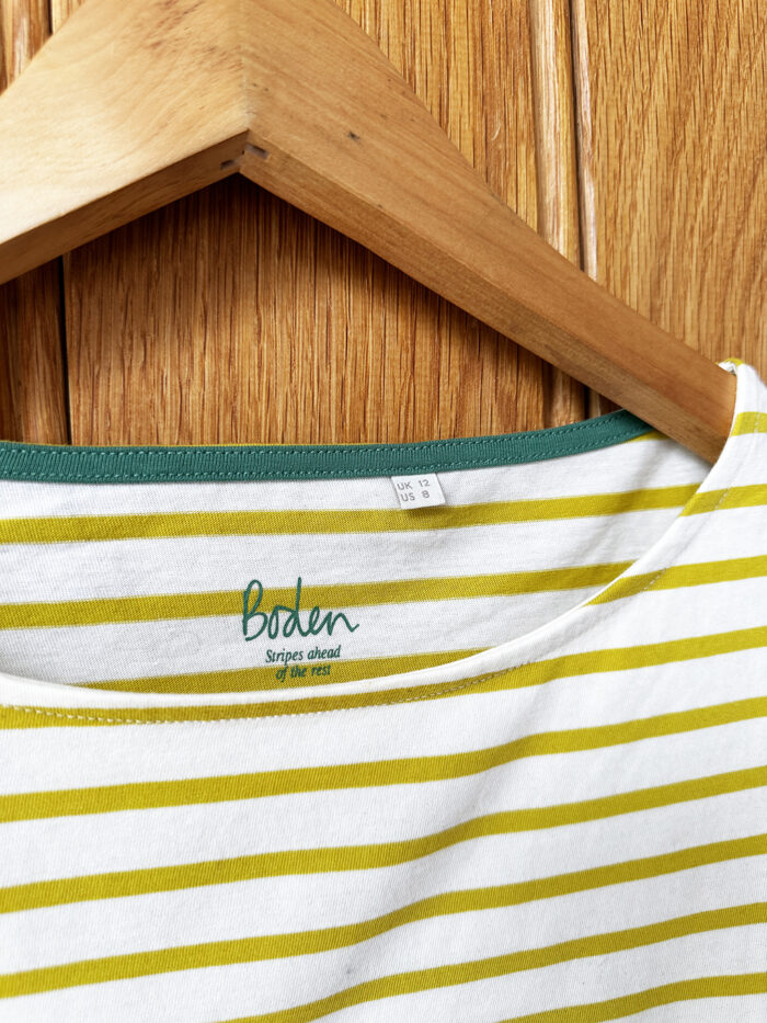 Boden Yellow Stripe Ella Breton Tee, Size 12 - Image 3