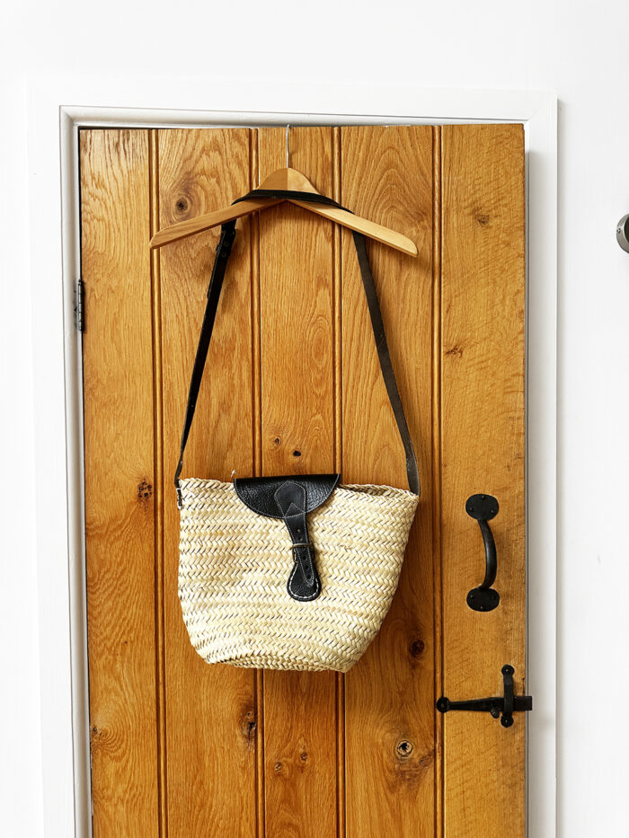 Shoulder Basket with Dark Brown Leather Straps