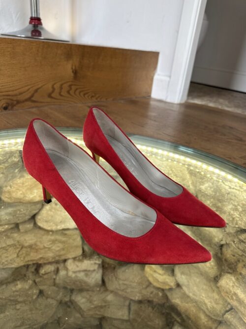 Alice Bow for Jigsaw Red Suede Court Shoes, Size 41