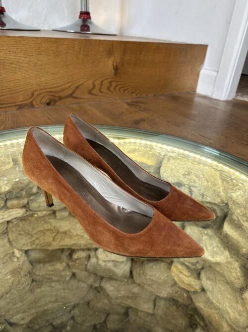 Alice Bow for Jigsaw Tan Suede Court Shoes, Size 41