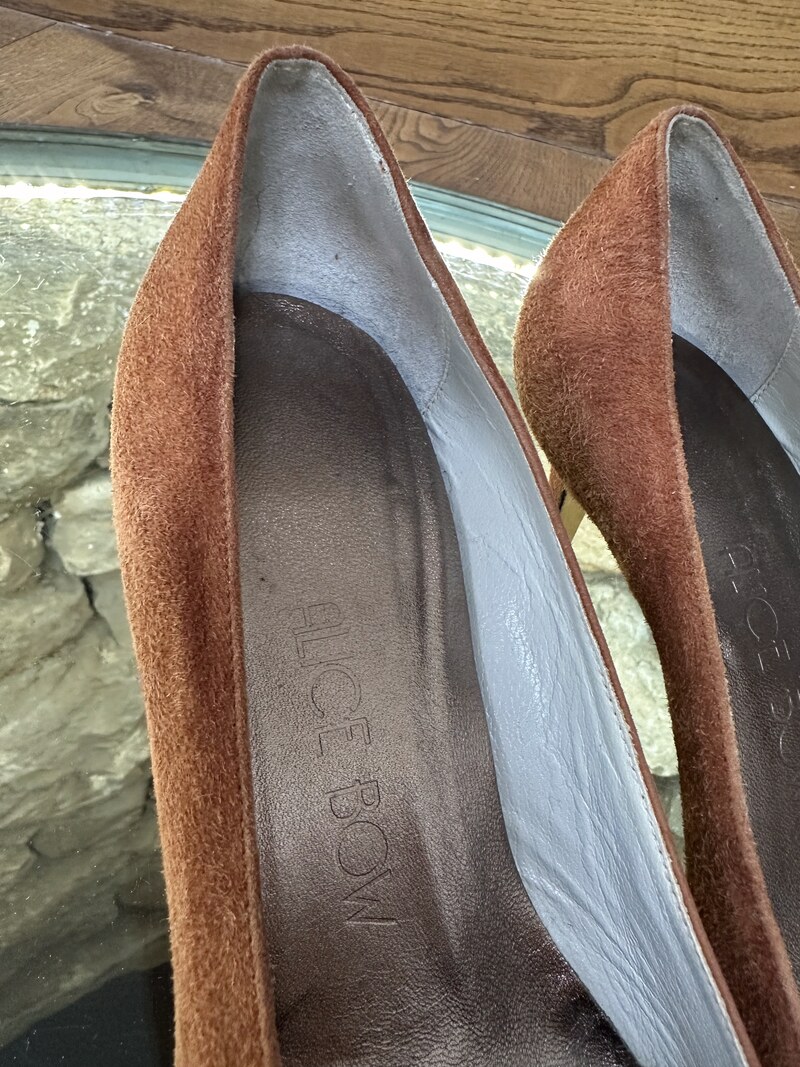 Alice Bow for Jigsaw Tan Suede Court Shoes, Size 41