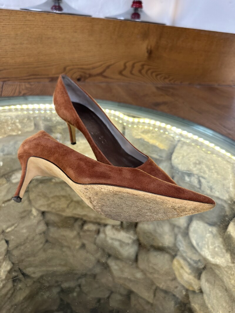 Alice Bow for Jigsaw Tan Suede Court Shoes, Size 41