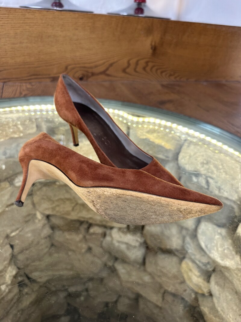 Alice Bow for Jigsaw Tan Suede Court Shoes, Size 41