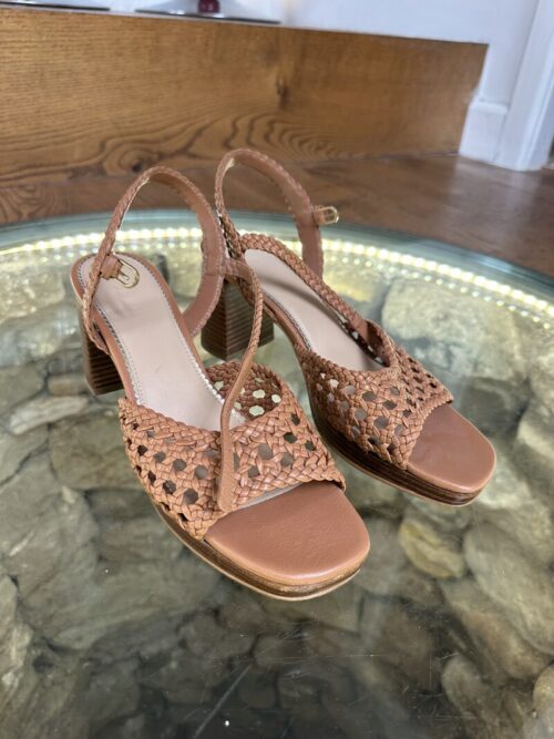 Boden Tan Woven Leather Sandals, Size 41