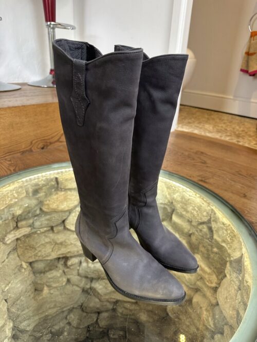 DuoBoots Buckland Grey Nubuck Knee Boots, Size 41