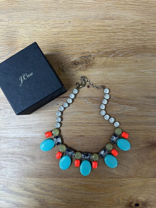 J.Crew Crystal Statement Necklace, Turquoise and Coral