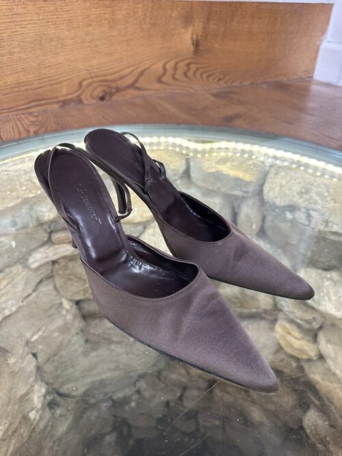 LK Bennett Brown Satin Slingback Heels, Size 41