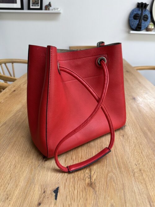 Red Leather Bucket Bag