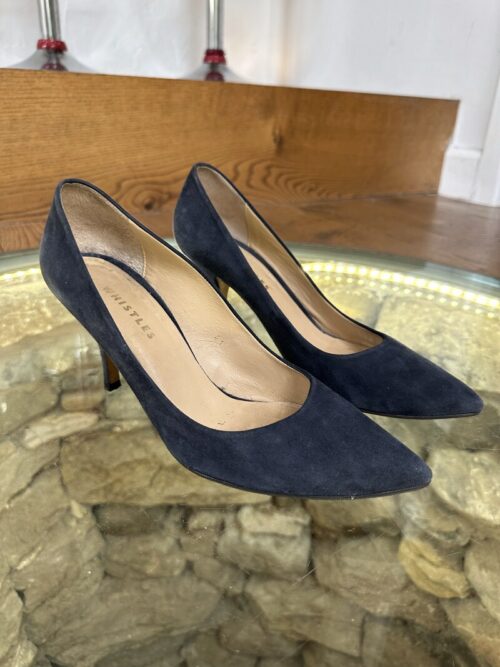 Whistles Navy Suede Court Shoes, Size 41