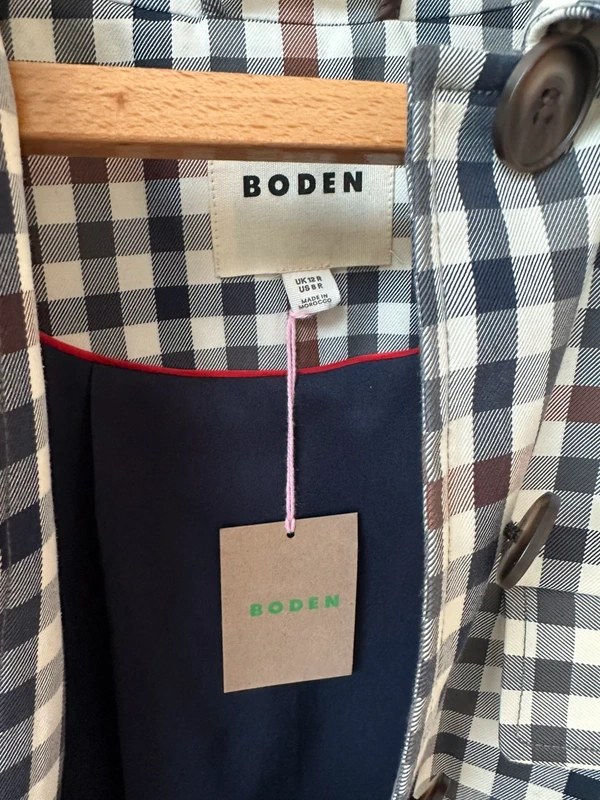 BNWT Boden Gloucester Check Mac, Size 12 - Image 3