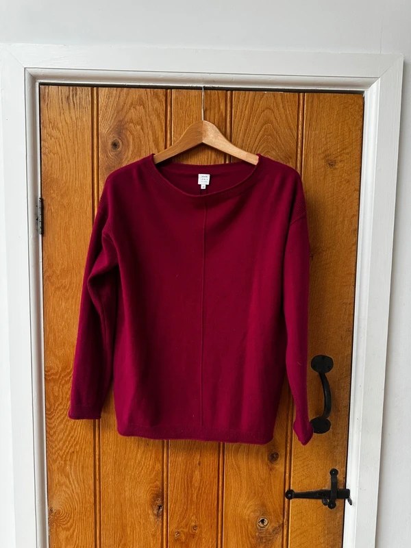 BNWT John Lewis Crimson Cashmere Slouchy Jumper, Size 12