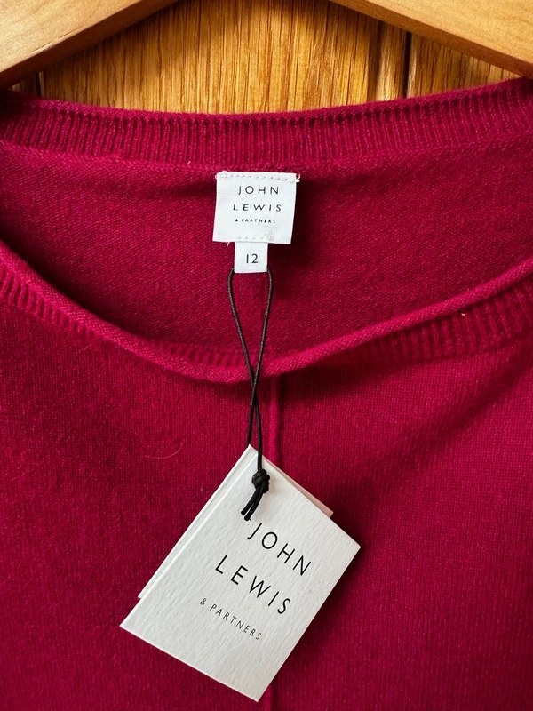 BNWT John Lewis Crimson Cashmere Slouchy Jumper, Size 12 - Image 2